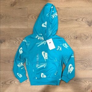 Nike Kids Teal All-Over Logo Hoodie